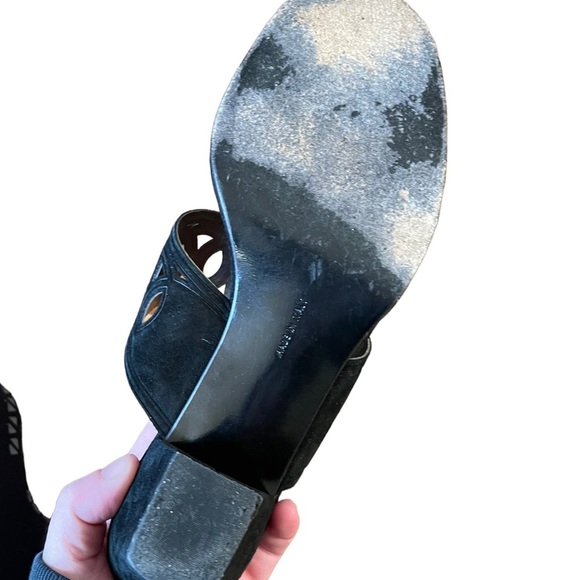 FERRAGAMO Black suede double strap slide on sandals Size 7 - Picture 6 of 8